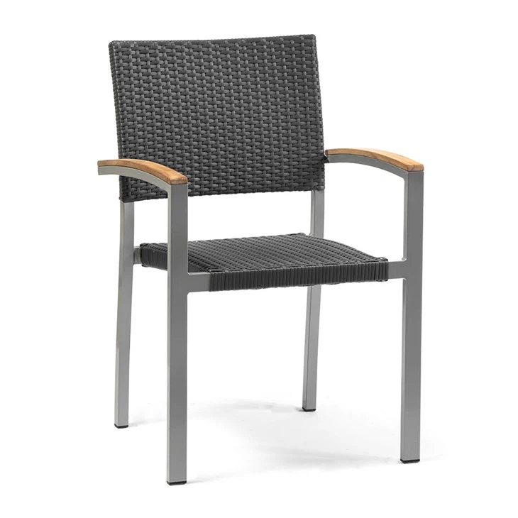 Outdoor Terrace Armchair With Rattan Armrests